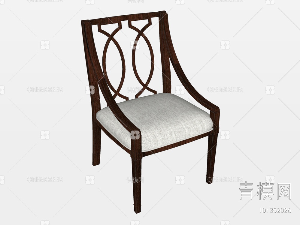木质布艺单椅SU模型下载【ID:352026】