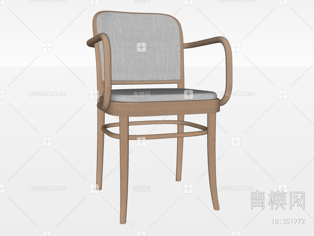 实木单椅SU模型下载【ID:351972】