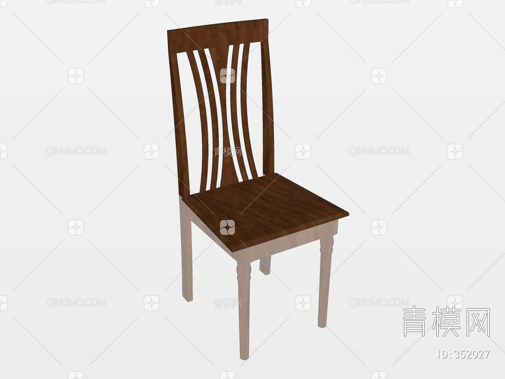 实木单椅SU模型下载【ID:352027】