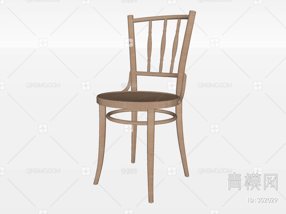 实木单椅SU模型下载【ID:352029】