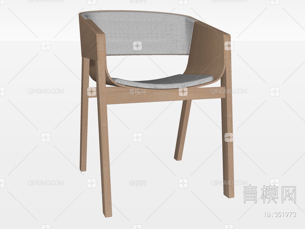 实木单椅SU模型下载【ID:351973】