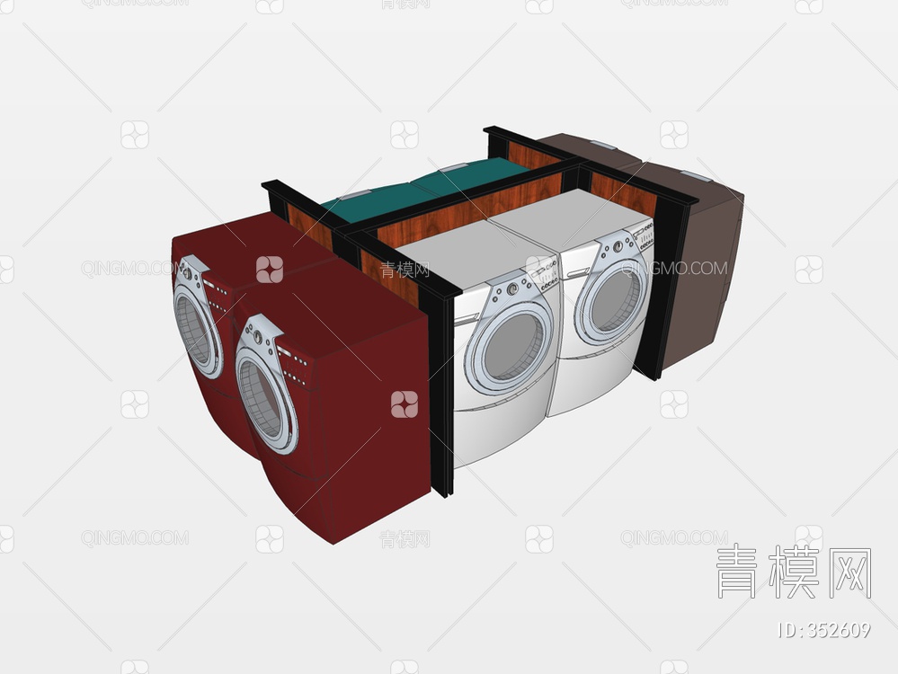 洗衣机组合SU模型下载【ID:352609】
