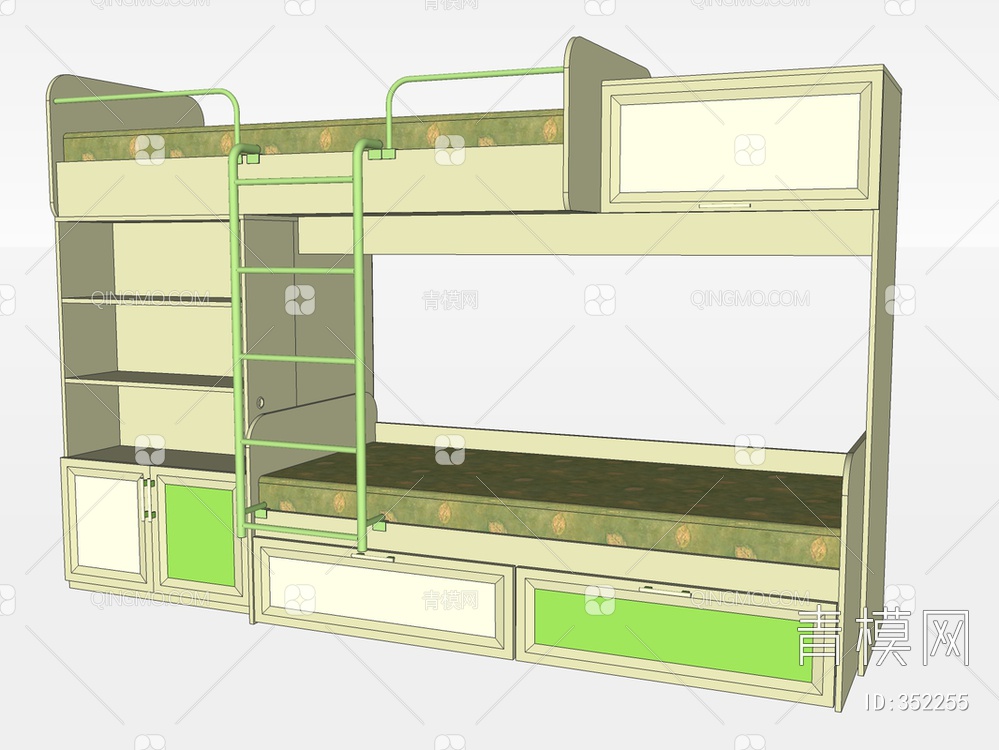 实木上下床SU模型下载【ID:352255】