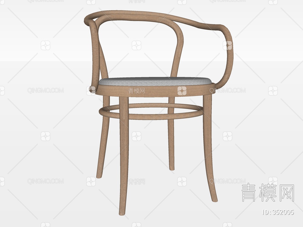 实木单椅SU模型下载【ID:352005】