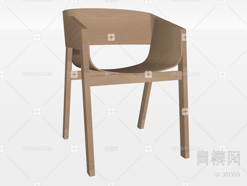 实木单椅SU模型下载【ID:351998】