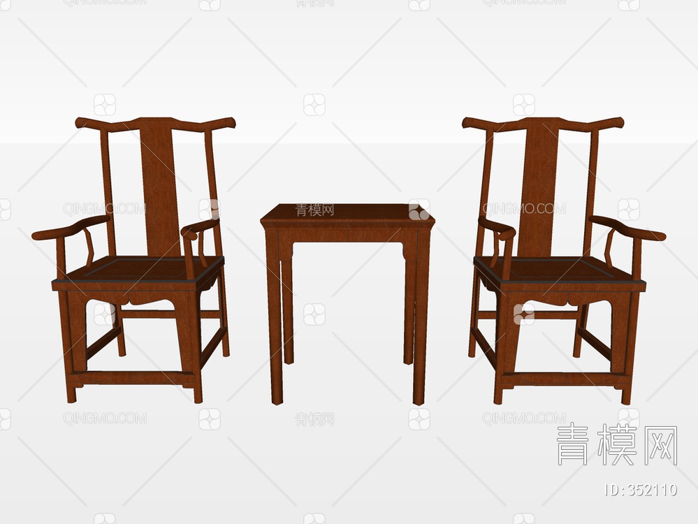 实木桌椅组合SU模型下载【ID:352110】