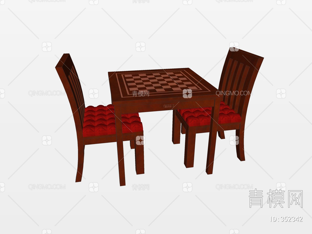 象棋桌椅SU模型下载【ID:352342】