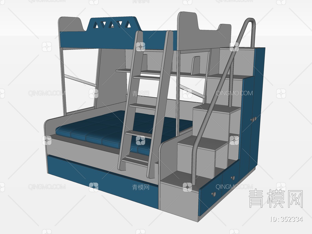 实木上下床SU模型下载【ID:352334】