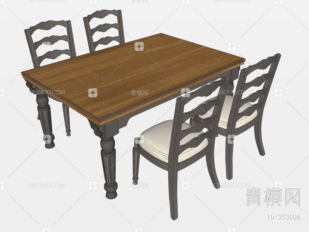 餐桌椅SU模型下载【ID:353604】