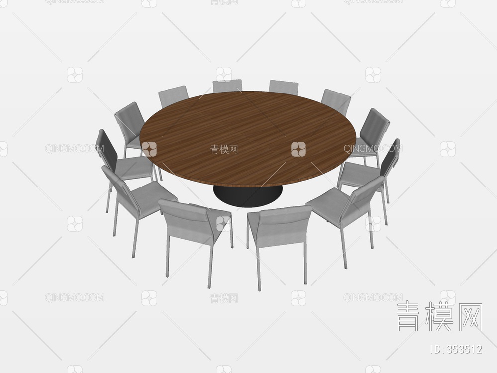 会议圆形桌椅SU模型下载【ID:353512】