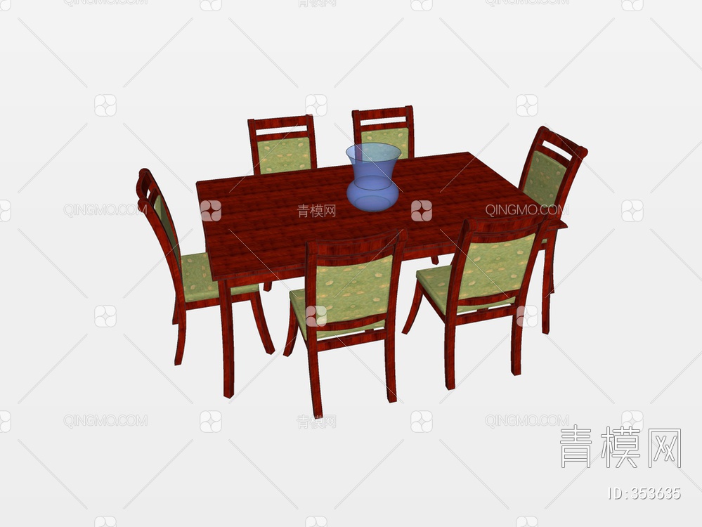 木质餐桌椅SU模型下载【ID:353635】