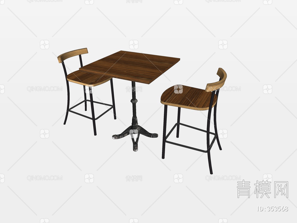 散座餐桌椅SU模型下载【ID:353568】