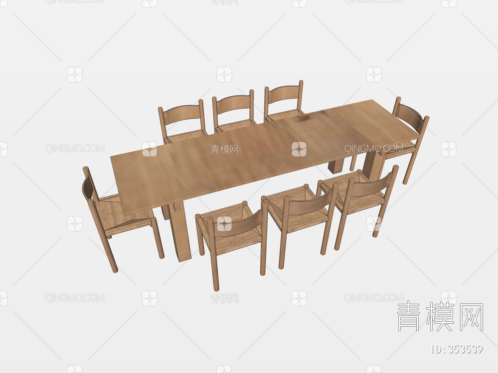 实木餐桌椅SU模型下载【ID:353539】