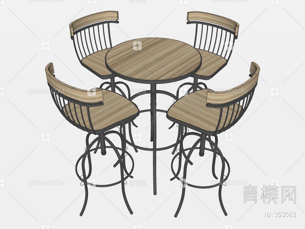 散座餐桌椅SU模型下载【ID:353563】