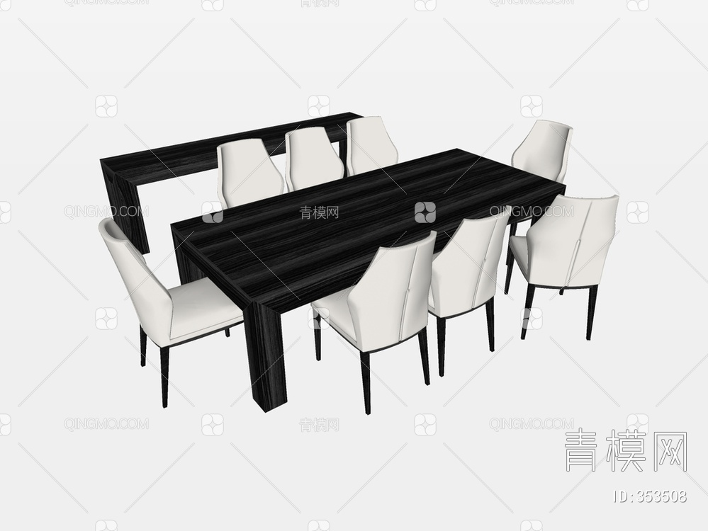 方形餐桌椅SU模型下载【ID:353508】