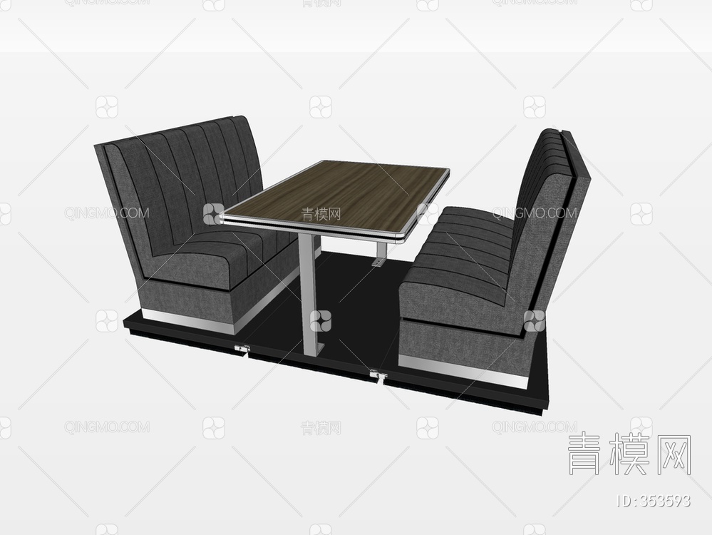 卡座餐桌沙发椅SU模型下载【ID:353593】