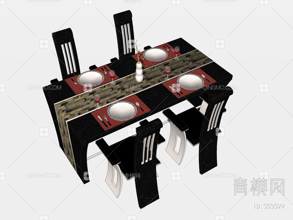 餐桌椅SU模型下载【ID:353599】