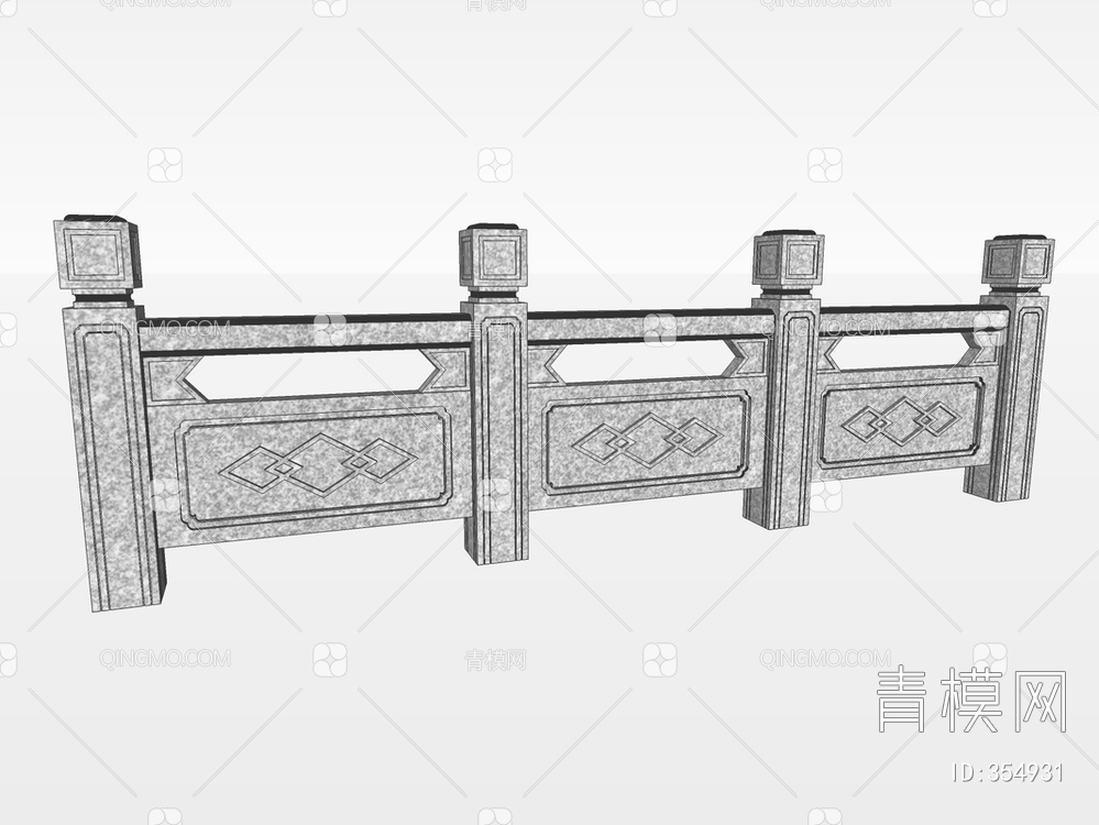 石栏杆SU模型下载【ID:354931】