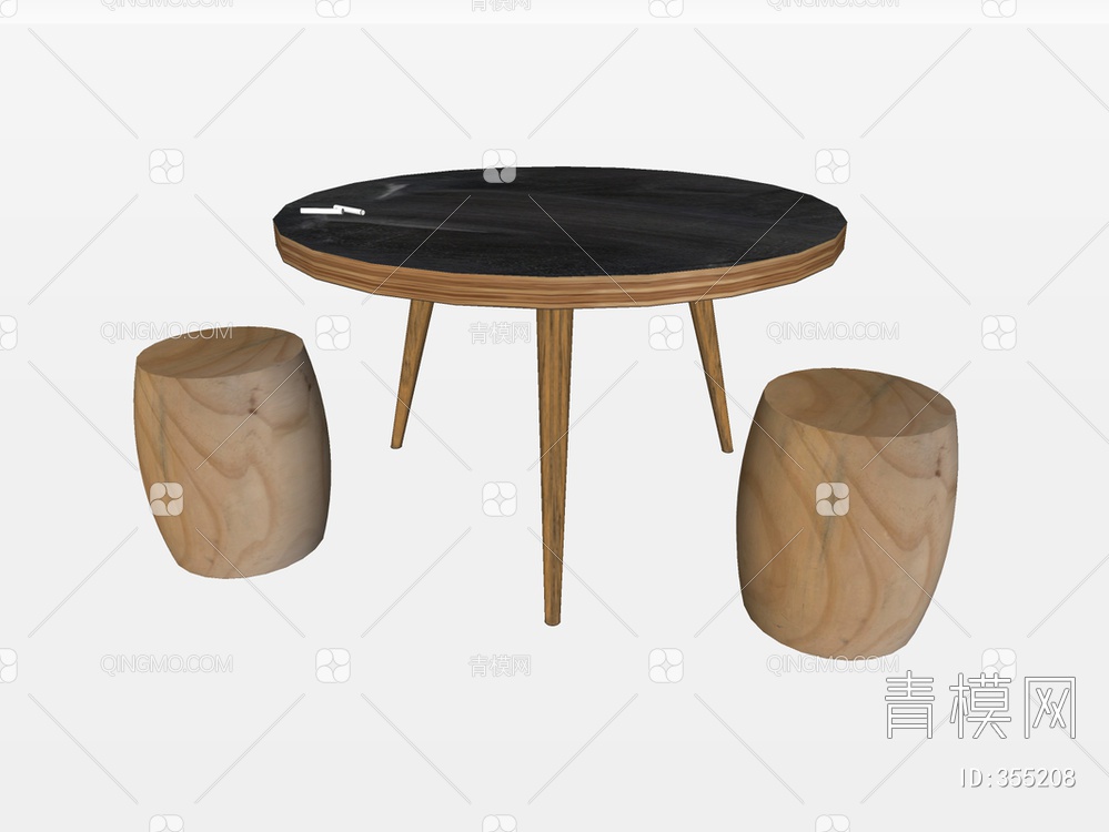 木质餐桌椅SU模型下载【ID:355208】