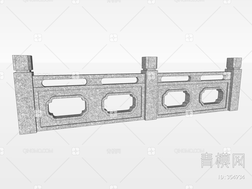 石栏杆SU模型下载【ID:354934】