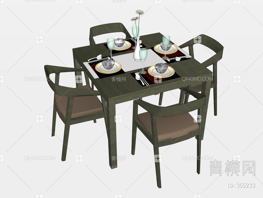 餐桌椅SU模型下载【ID:355233】