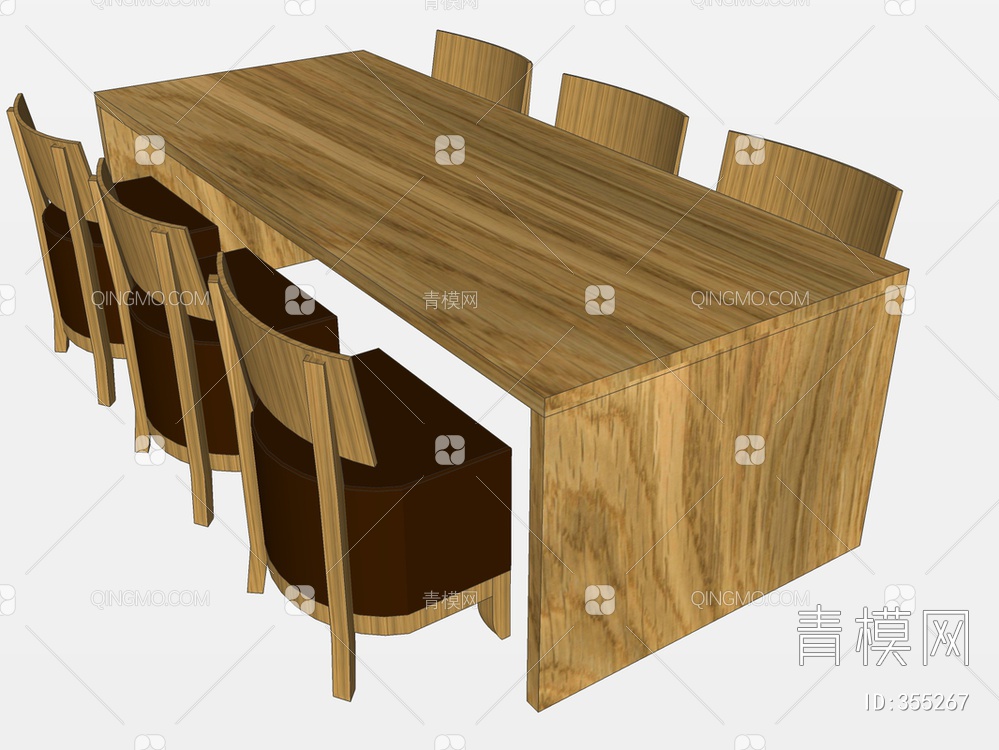 木质餐桌椅SU模型下载【ID:355267】