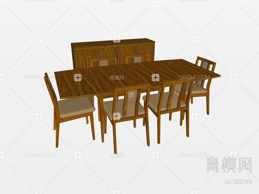 木质餐桌椅SU模型下载【ID:355190】