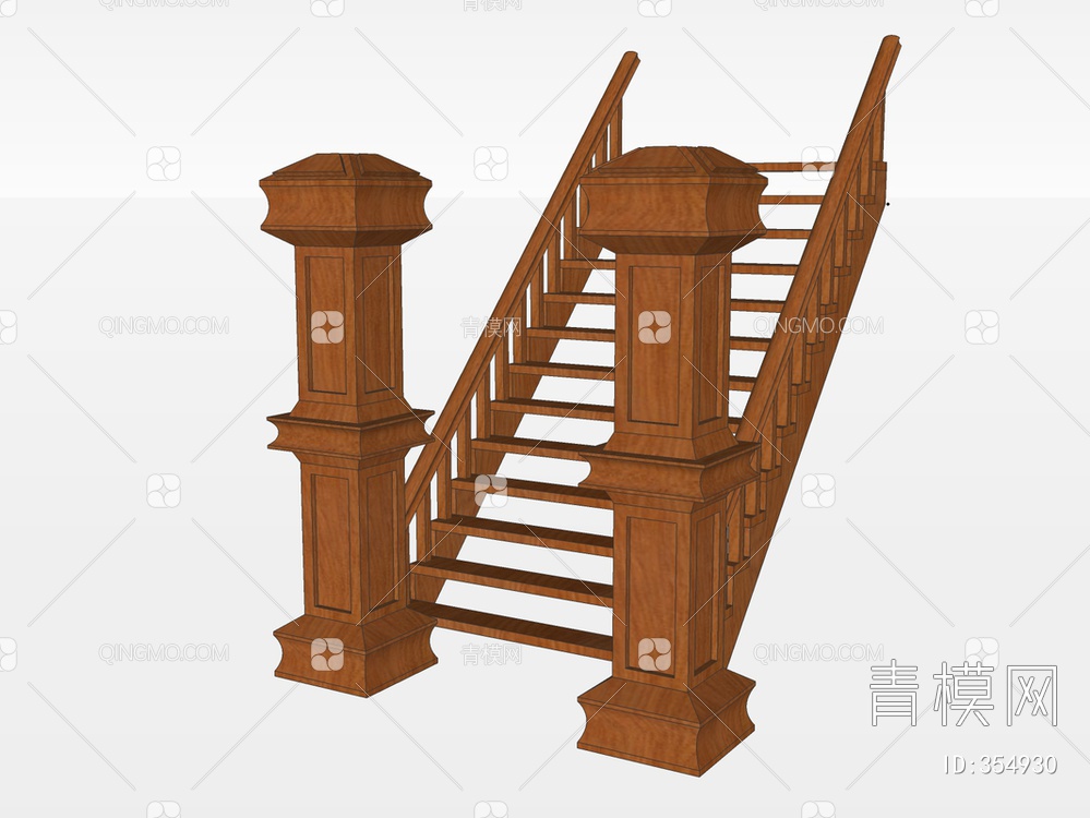 木质楼梯SU模型下载【ID:354930】