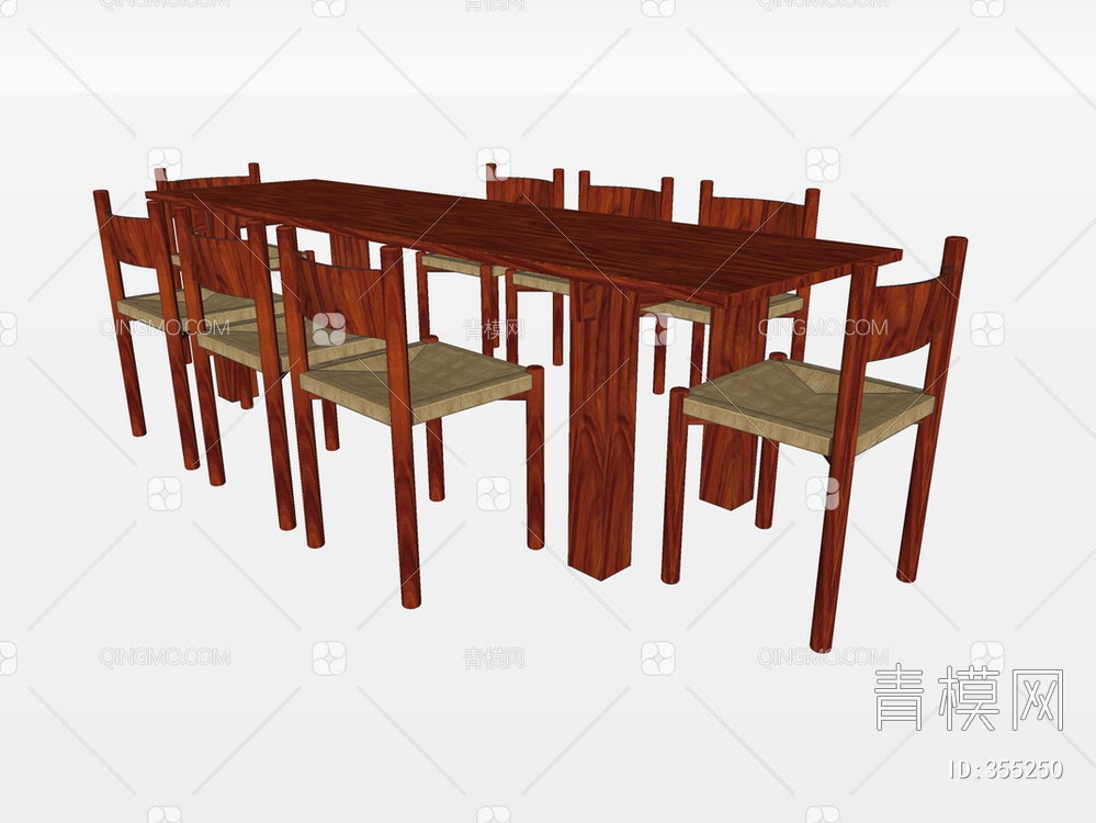 木质餐桌椅SU模型下载【ID:355250】