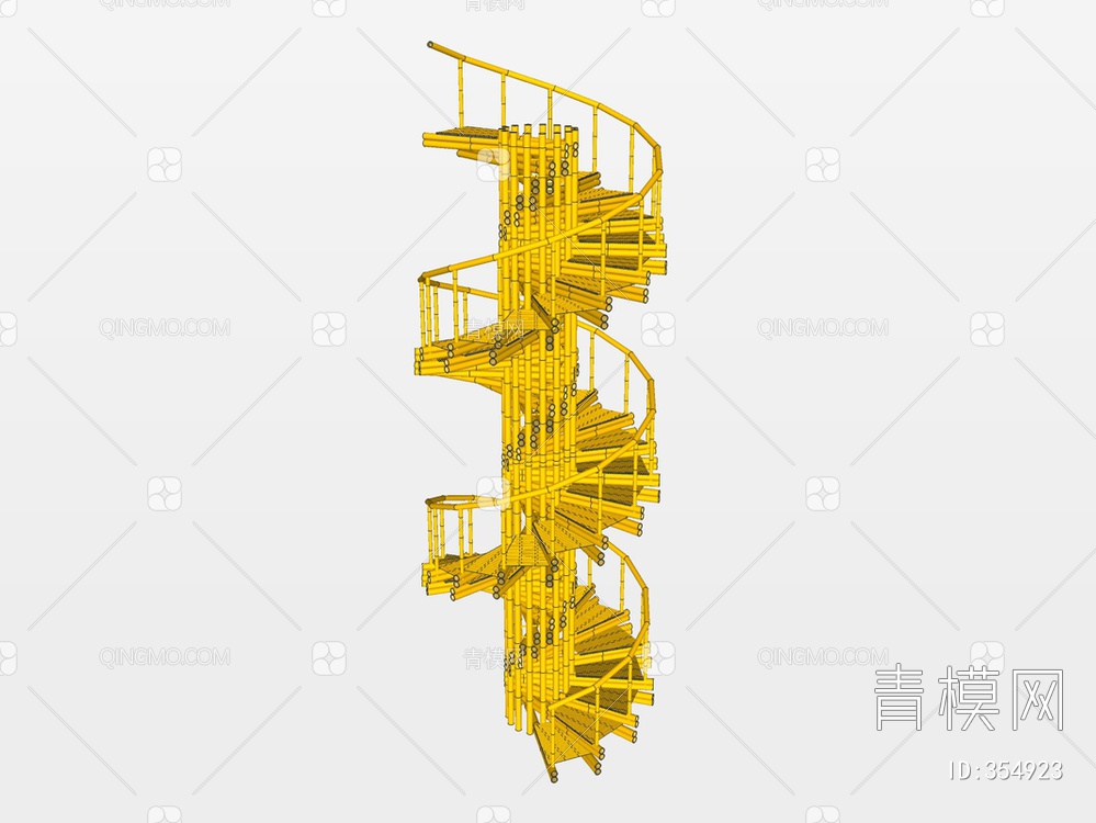 竹制楼梯SU模型下载【ID:354923】