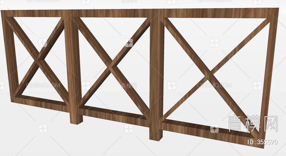 木质栏杆SU模型下载【ID:355590】