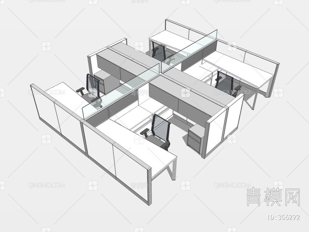 办公桌椅SU模型下载【ID:356292】