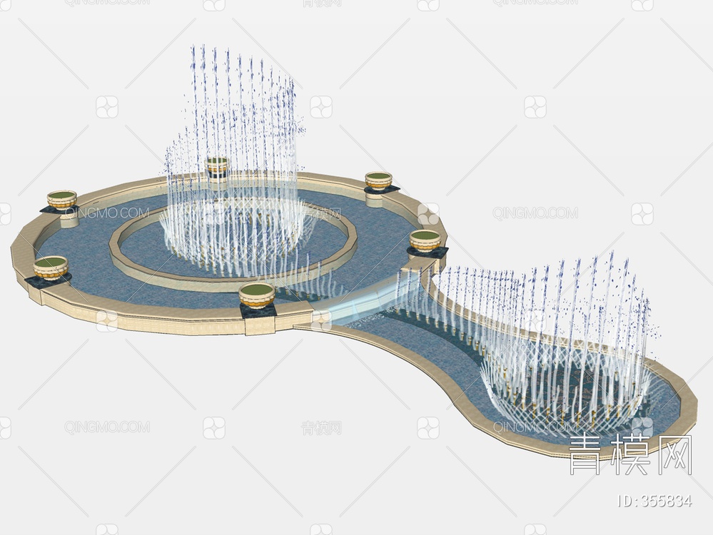 大型喷泉SU模型下载【ID:355834】