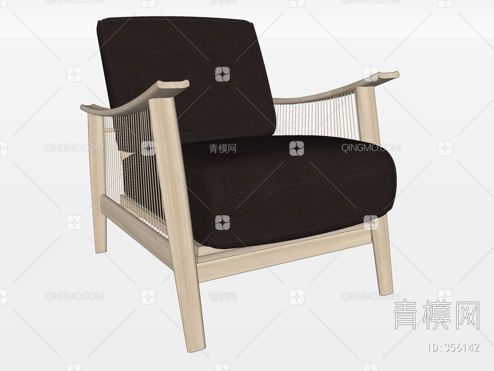 皮革扶手单椅SU模型下载【ID:356142】