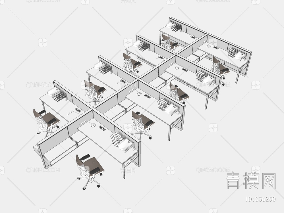 办公桌椅SU模型下载【ID:356250】