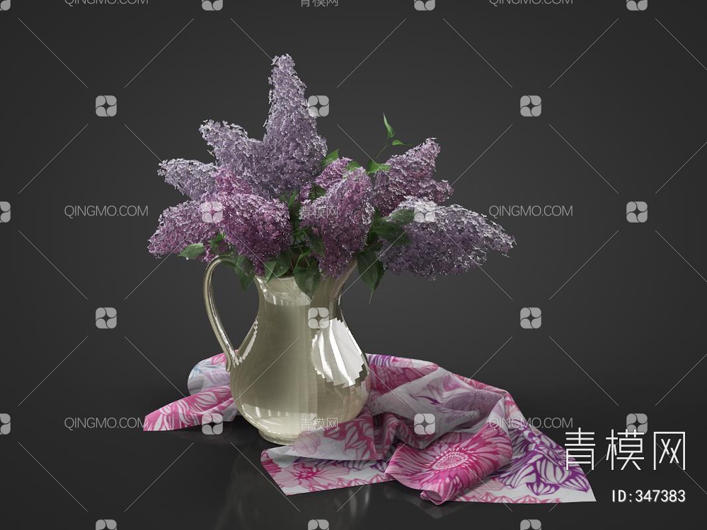 花瓶花卉3D模型下载【ID:347383】
