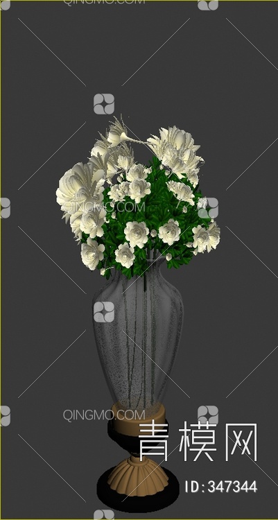 花瓶花卉3D模型下载【ID:347344】