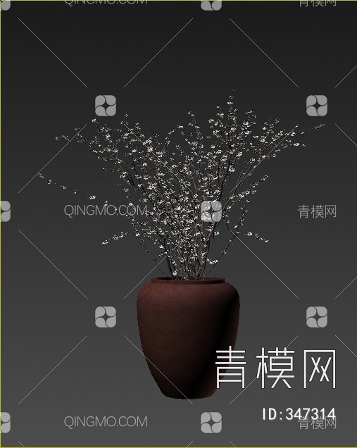 陶瓷罐子花卉3D模型下载【ID:347314】