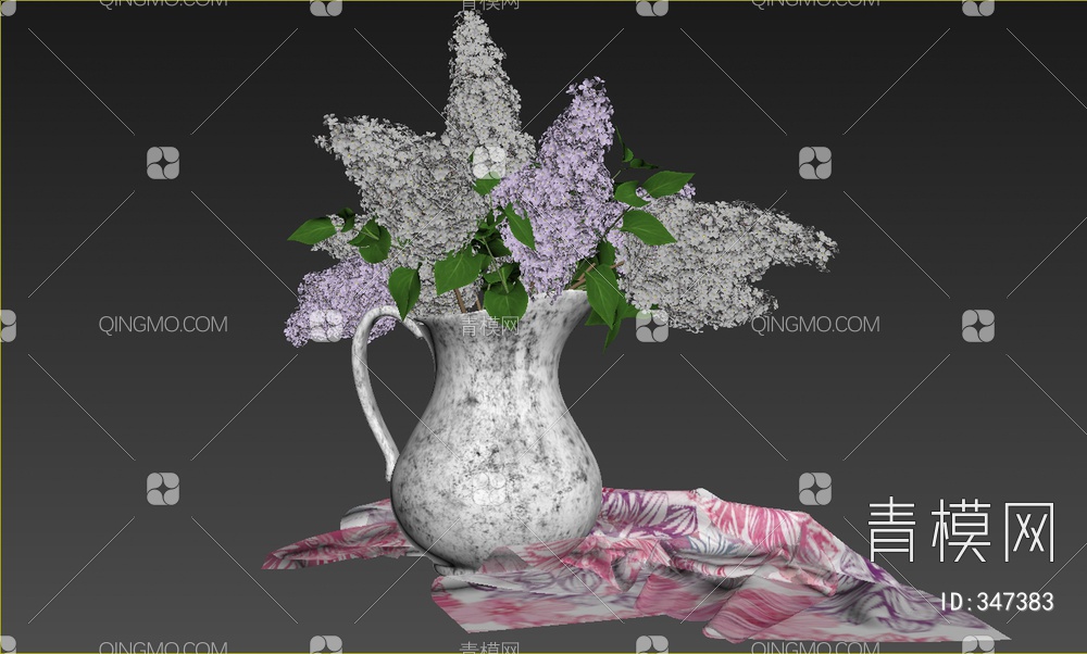 花瓶花卉3D模型下载【ID:347383】