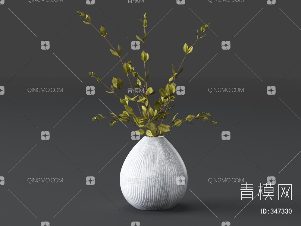 花瓶花卉3D模型下载【ID:347330】