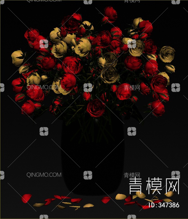 花瓶花卉3D模型下载【ID:347386】