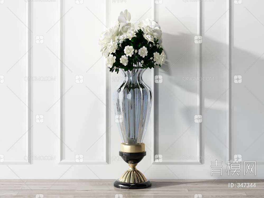 花瓶花卉3D模型下载【ID:347344】