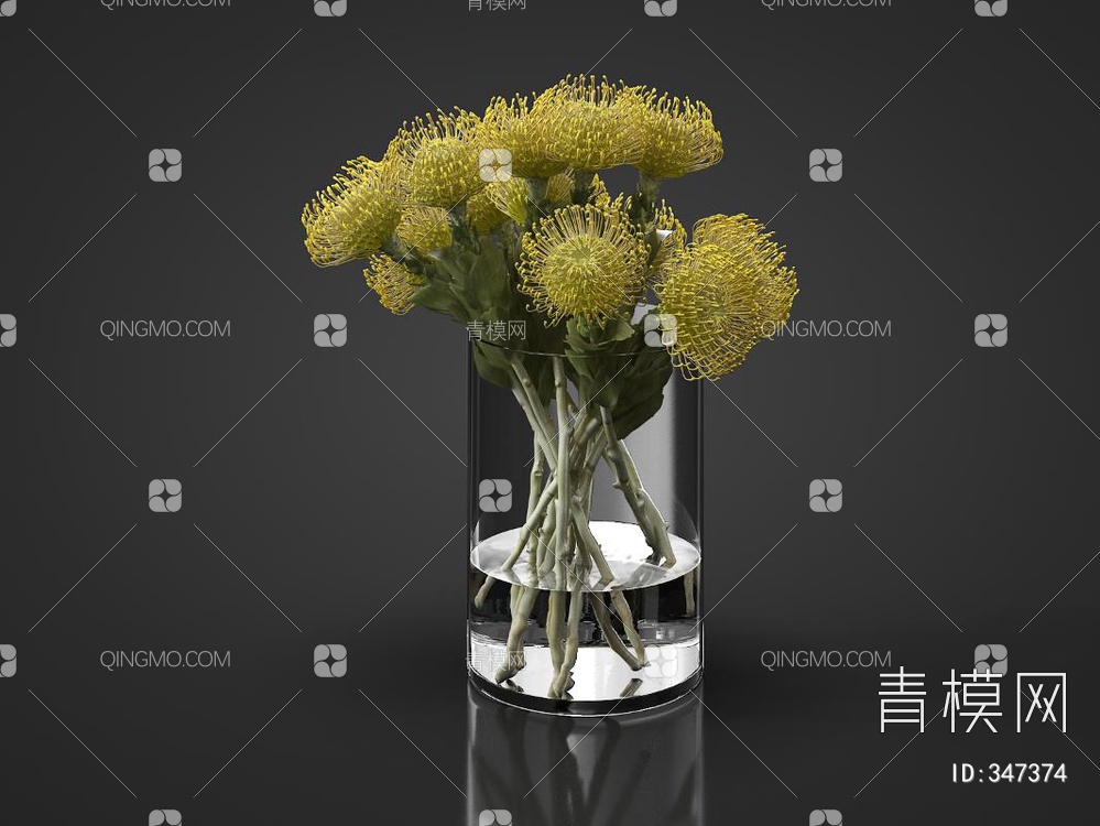 花瓶花卉3D模型下载【ID:347374】