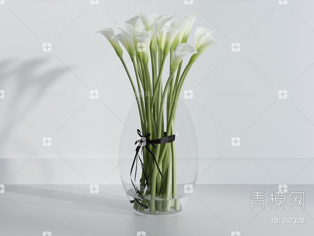 花瓶花卉3D模型下载【ID:347328】
