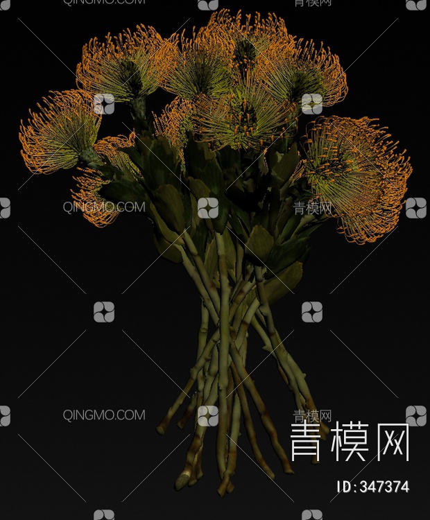 花瓶花卉3D模型下载【ID:347374】