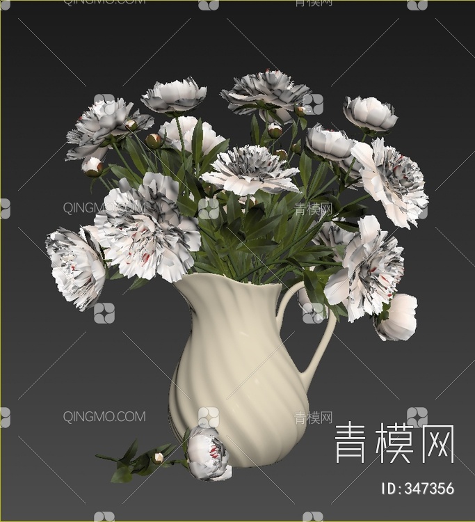 花瓶花卉3D模型下载【ID:347356】