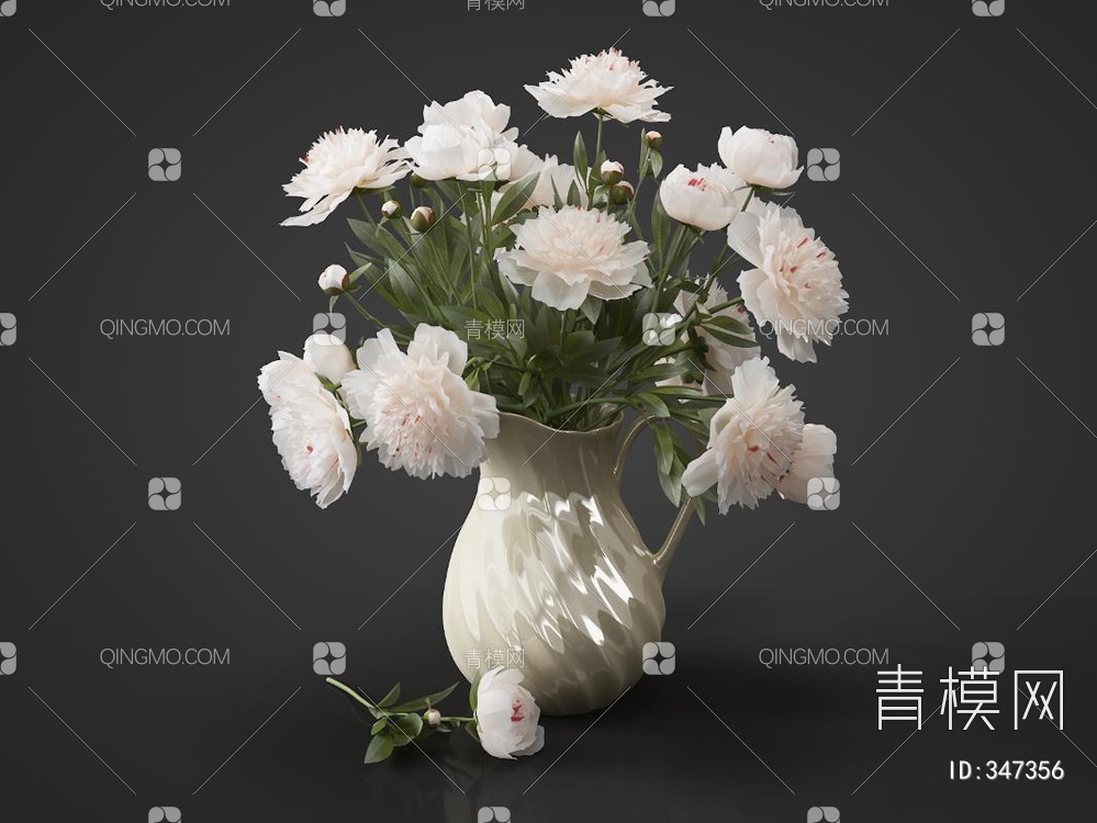 花瓶花卉3D模型下载【ID:347356】