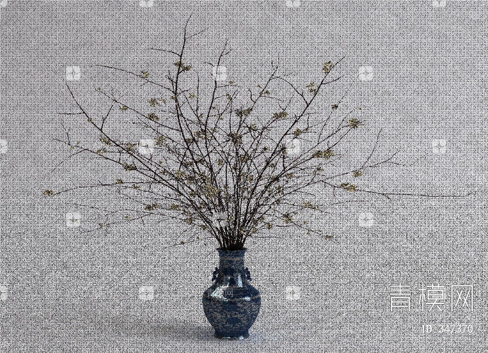 瓷器花瓶花卉3D模型下载【ID:347370】