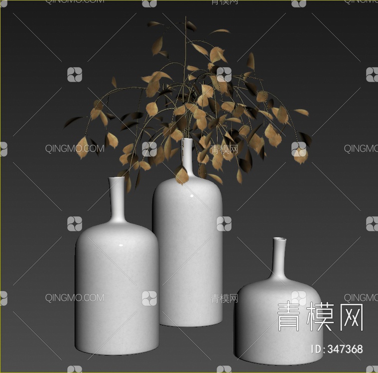 陶瓷花瓶花卉3D模型下载【ID:347368】
