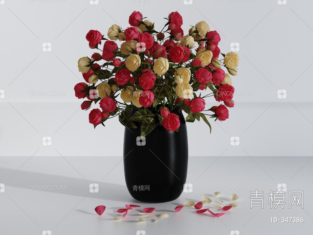 花瓶花卉3D模型下载【ID:347386】